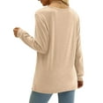 thumbnail image 4 of Women Long Sleeve Solid Color Sweetheart Collar Elegant Casual Print Blouse Sweatshirt Tunics Pullover Cream White M, 4 of 5