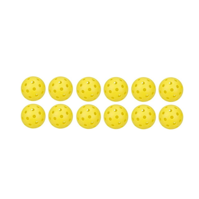tamizeot 12 Pcs Balles de Pickleball Amusantes et Durables pour Compétition Extérieure Trous Durables et Robustes Extérieur Jaune