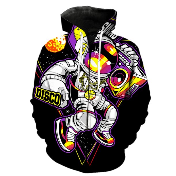 Sudadera con capucha y cremallera para hombre, diseño de astronauta de dibujos animados, estilo urbano, informal, de gran tamaño, con estampado 3D, unisex, de manga larga, estilo Harajuku, divertida,