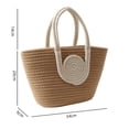 thumbnail image 2 of Bolso de playa tejido informal para mujer de verano para vacaciones (blanco + caqui), 2 of 8