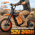 thumbnail image 5 of TieTie Electric Dirt Bike for Adults/Teens,3000W Peak Brushless Mid-Motor,52V 24Ah Battery,52mph Max Speed, 60mi Range,Off-Road Use Only,Age 14+, 5 of 9