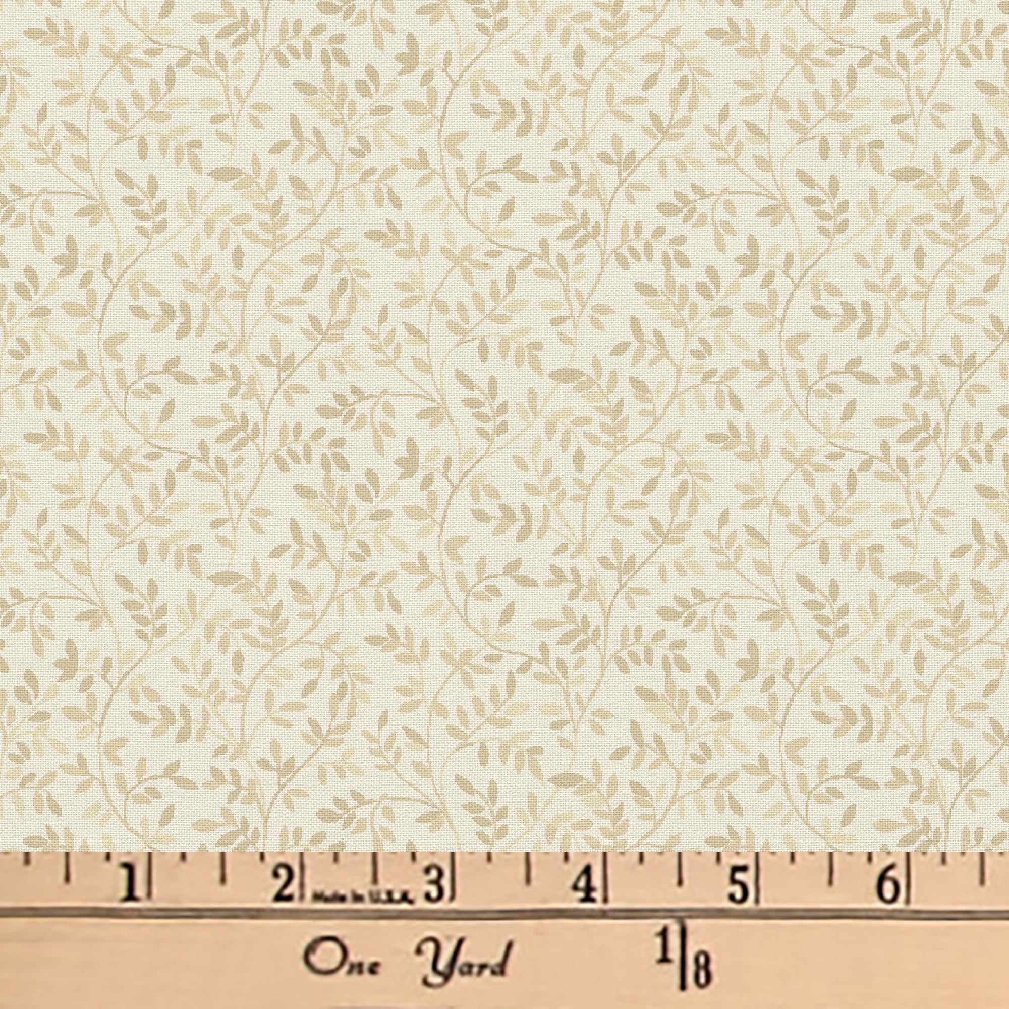 Waverly Inspirations Cut by the Yard 100% Cotton Italian Leaves, Biscotti , 44" Wide for Quilting & Sewing