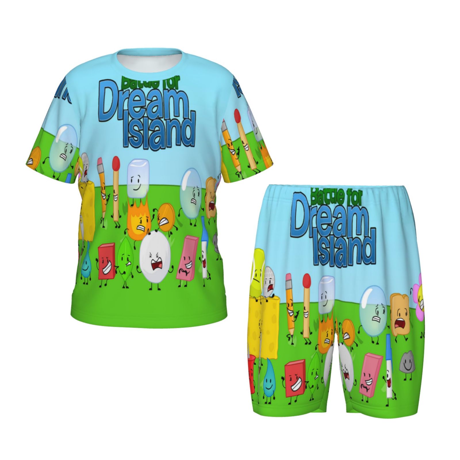 Kids Game BFDI Battle For Dream Island Short Sleeve Top And Short