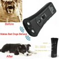 thumbnail image 2 of Pet Anti Dog Barking Pet Trainer LED Light Ultrasonic Gentle Chase Training Double Head Trumpet, 2 of 8