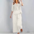 thumbnail image 4 of Summer Two Piece Sets For Women Plus Size 2 Piece Sets For Curvy Women Shirt and Wide Leg Pants Outfits Travel Outfits For Women Wide Leg Pants Lounge Set Embroidered Two Piece Set For Women, 4 of 9