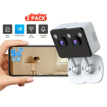 2-Pack Cloud Wireless Indoor Security Cameras, Full-Color Night Vision & Two-Way Audio with Motion Detection and Built-in AP Hotspot for Home WiFi Monitoring