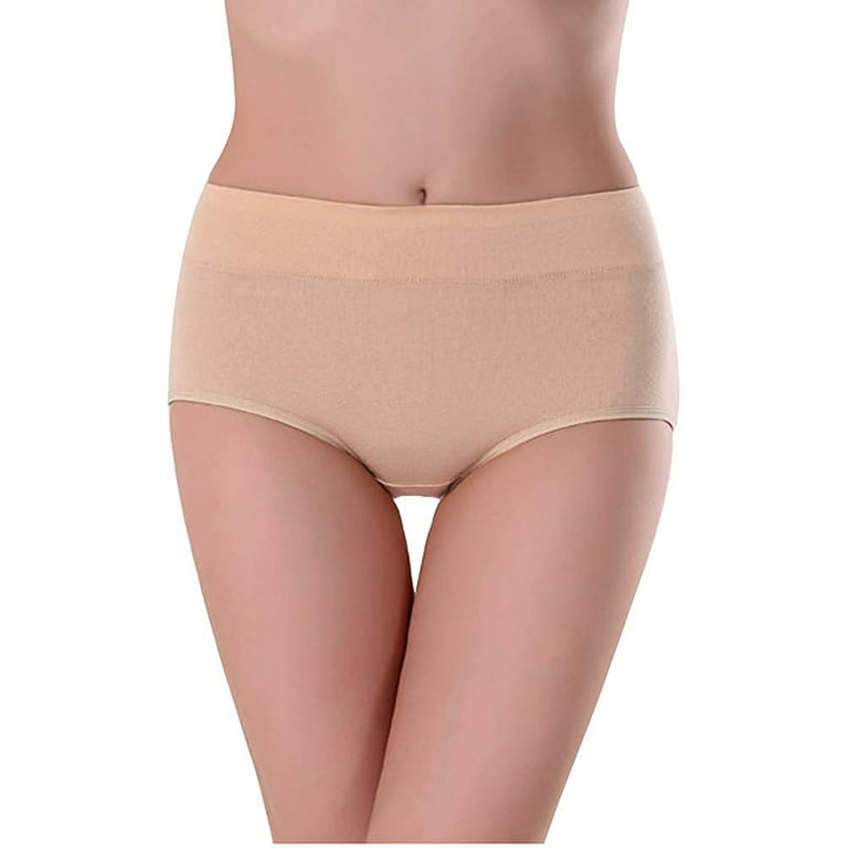 Womens Underwear,Cotton Mid Waist No Muffin Top Full Coverage Brief Ladies  Panties Lingerie Undergarments for Women Multipack