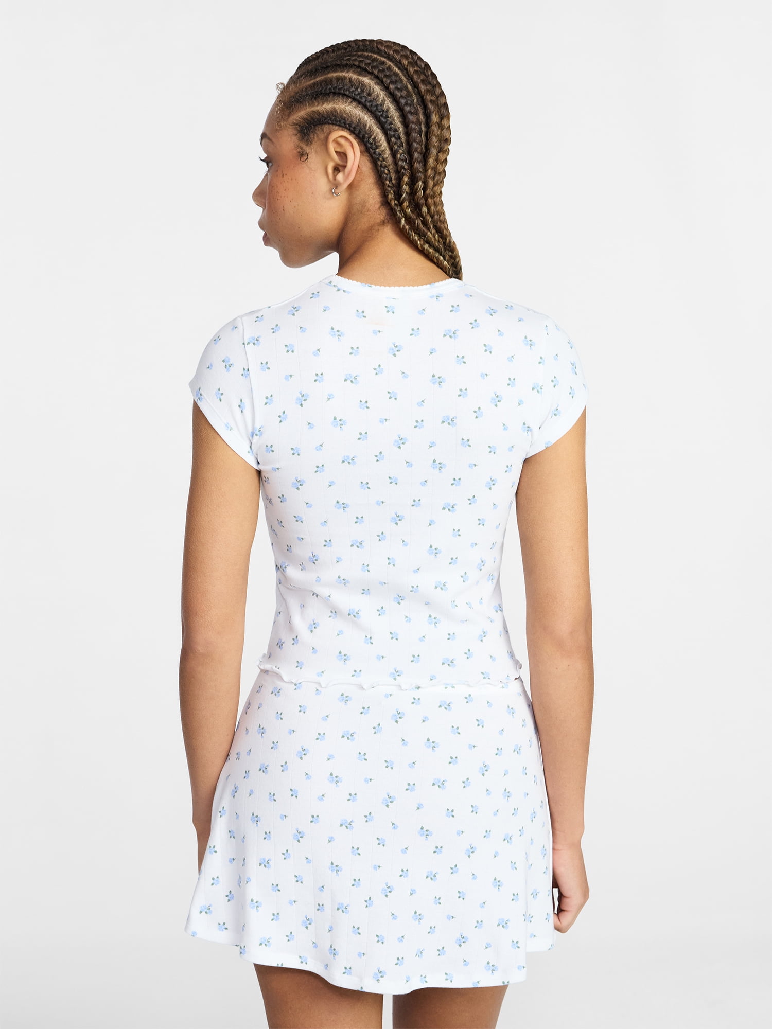 No Boundaries Cotton Stretch Drop Needle Baby Tee, Women's XS-XXXL