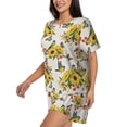 thumbnail image 2 of Bingfone Bird Sunflowers Print Pajamas Sets for Women Soft Short-Sleeved Pjs with Lounge Shorts Two Piece Sleepwear, 2 of 8