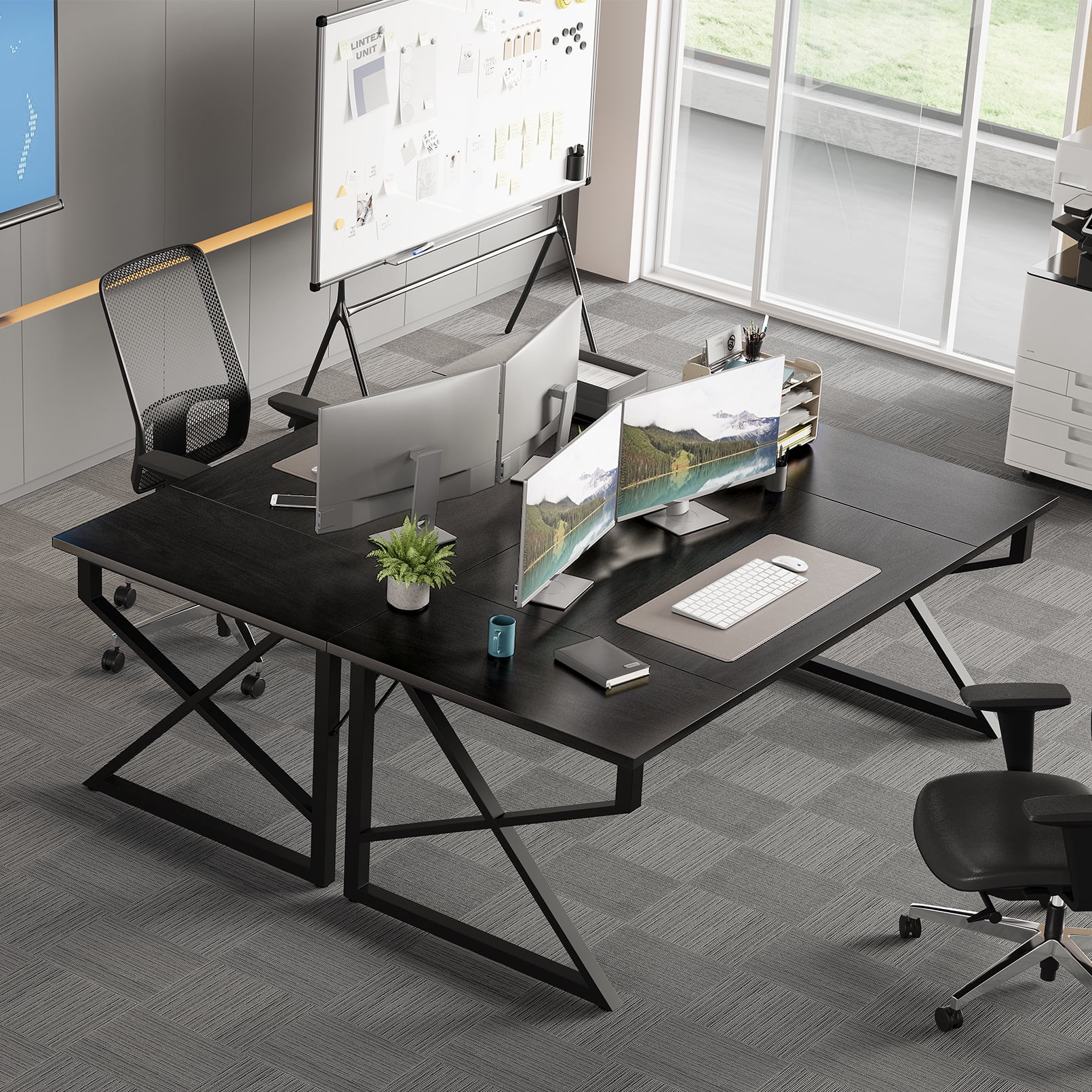 Vividwood 70.9-Inch Executive Desk, Heavy Duty Industrial Home Office Desk, Modern Large Computer Desk for Home Office, 500 lbs Capacity