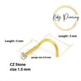 thumbnail image 4 of Perno curvo de oro macizo de 14 quilates con piercing Kody adornado con una circonita cuadrada de 1,5 mm, 4 of 4