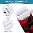 thumbnail image 5 of 30 oz Tumbler With Handle Stainless Steel Insulated Tumbler With Lid for Car Cup Holder Red Roses Pattern, 5 of 9