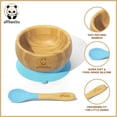 thumbnail image 2 of allBambu Bamboo Baby Bowl with Suction & Spoon- Blue, 2 of 6
