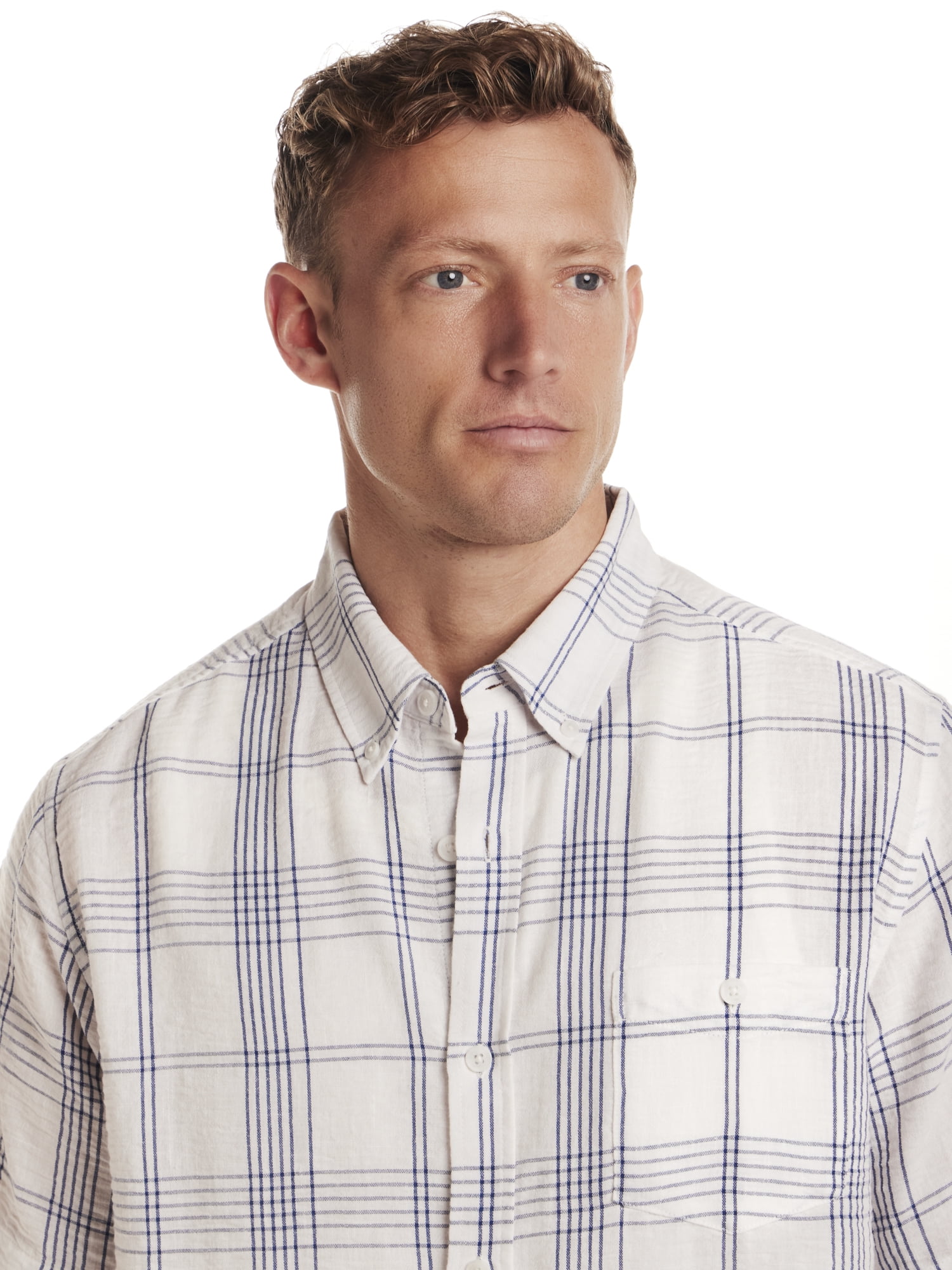 Frontier Threads Men's Short Sleeve Linen Like Button Up Shirt