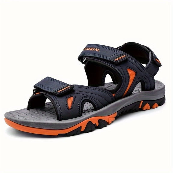Men's Non-slip Hook And Loop Sandals, Durable Quick Dry Closed Toe Beach Shoes, Spring And Summer