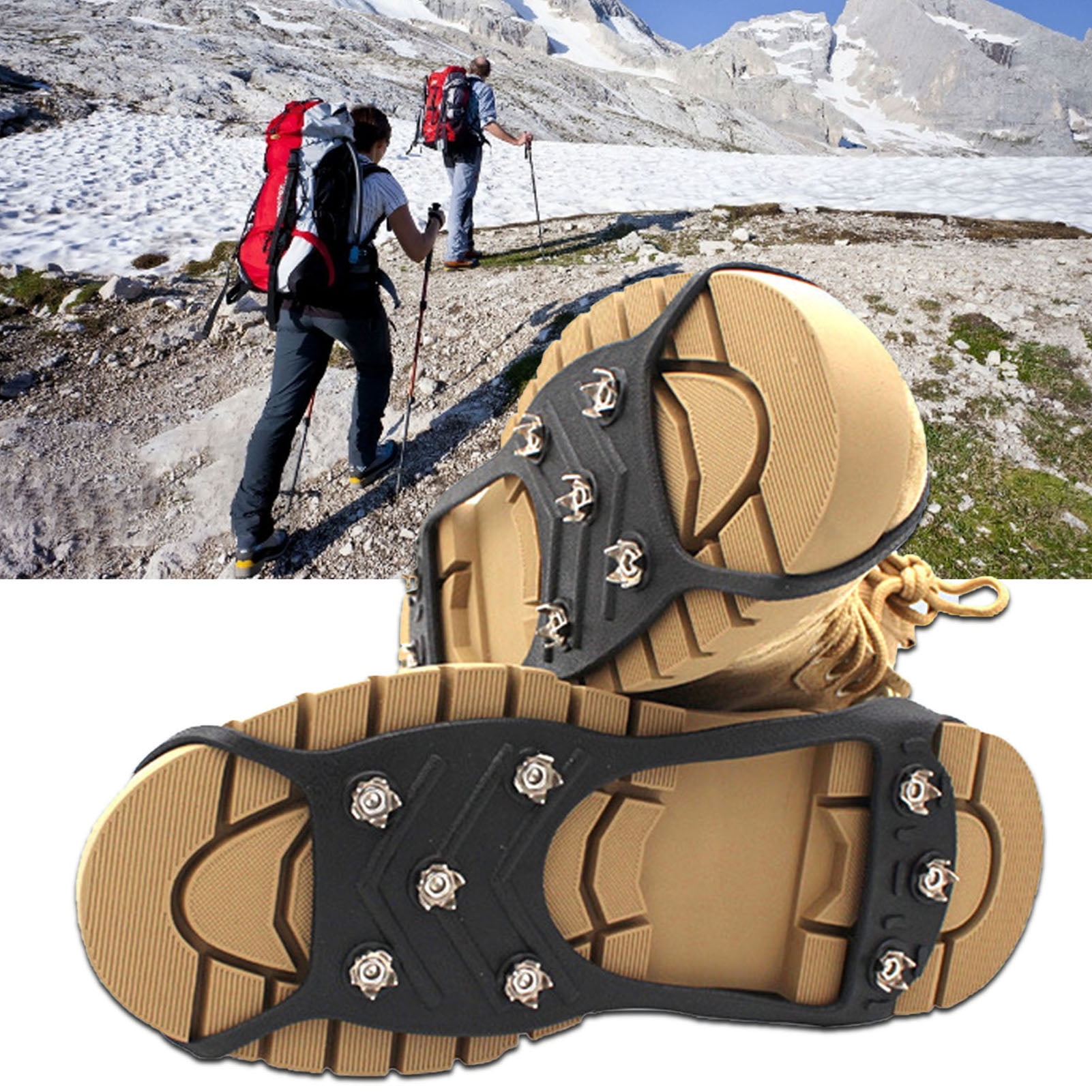 SPRING PARK 1 Pair Shoe Ice Gripper 8 Teeth Snow Crampons Hiking Boots