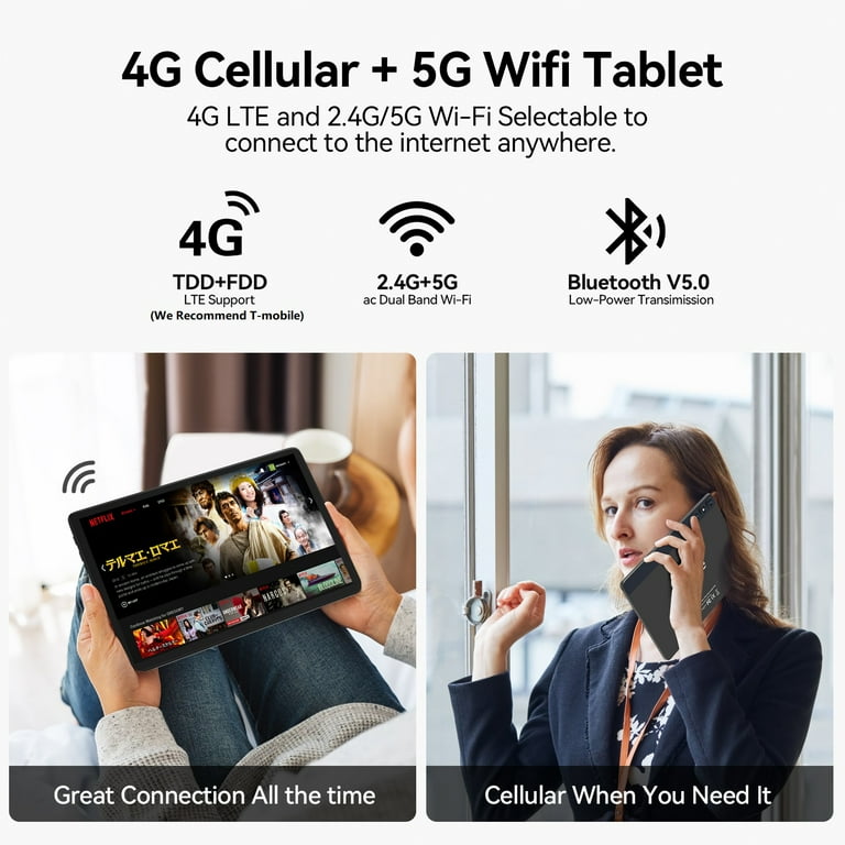Android 15 Tablet,128GB ROM 14GB RAM,10inch 4G Phone Tablet,5G