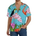 thumbnail image 3 of JUNZAN Mens Casual Button Down Shirts Short Sleeve Tropical Jungle Flamingo Print Shirt-4X-Large, 3 of 7