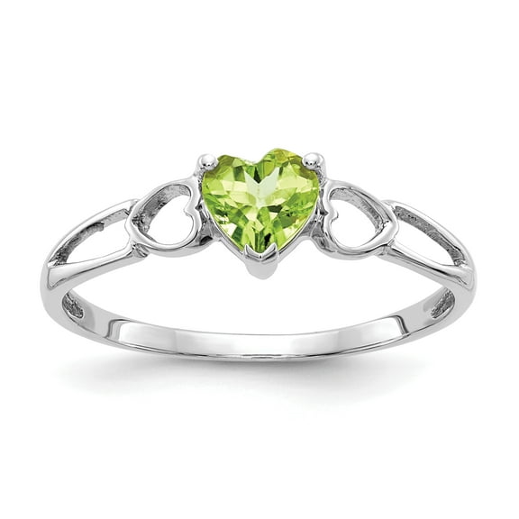 10k White Gold Polished Geniune Peridot Birthstone Ring