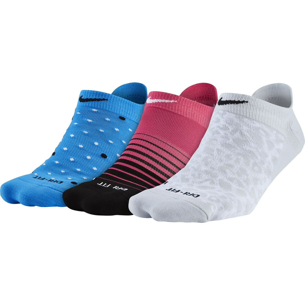Nike - NEW Nike Dri-Fit No-Show Tab White/Pink/Photo Blue Socks Women's ...
