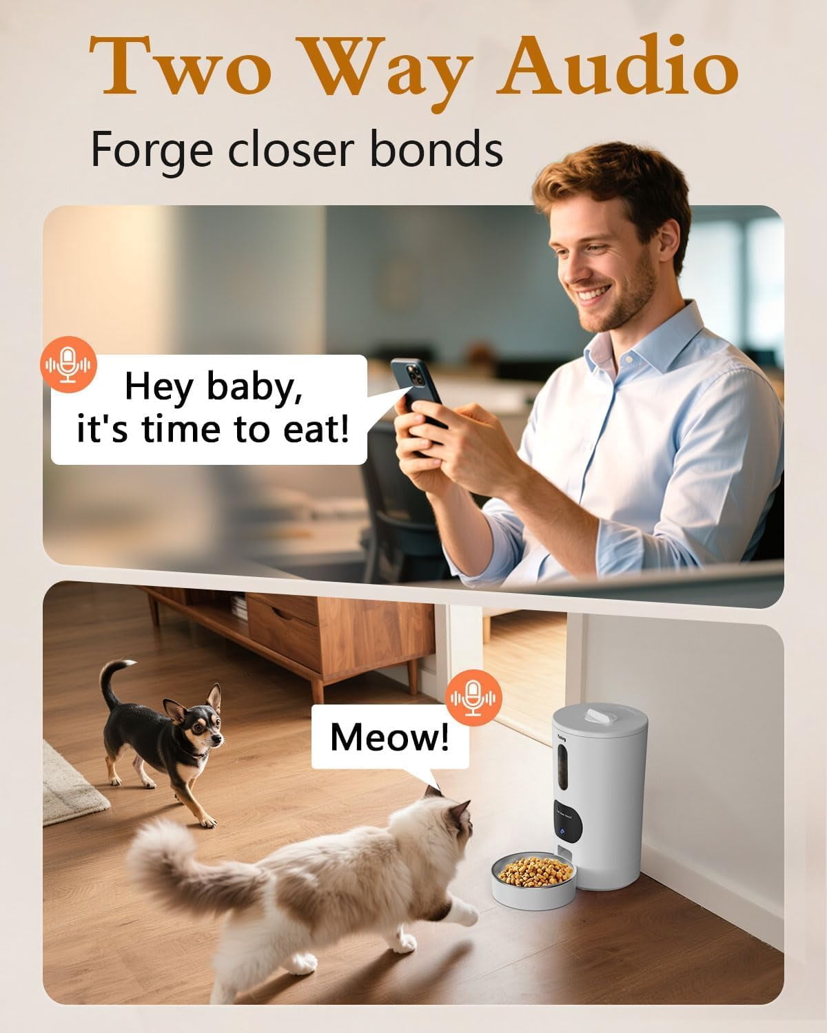 Automatic Cat Feeder with Camera - 5G WiFi App Control, 4L Stainless Steel Bowl, HD 1080P Night Vision for Small Pets