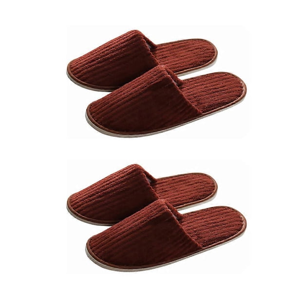 Household Guest Slippers Ergonomic Anti-slip Design For Home Use In Coffee Color Perfect For Families 2 Pairs