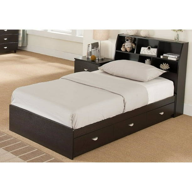 The astrid twin bookcase headboard is the ideal space saving solution for any bedroom. lavish dark brown finish twin bookcase headboard with six separate shelves
