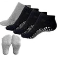 thumbnail image 1 of 4 Pairs Non Slip Yoga Socks Pilates Socks Cotton Yoga Socks for women and men with Grips,Ballet Home Hospital Fitness Sports Socks, 1 of 5