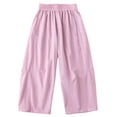 thumbnail image 4 of SGFCWSX Girls Wide Leg Pants Elastic Waist Loose Fit Casual Pants with Pockets Lightweight Summer Trousers for Kids Pink Size 5 Years, 4 of 5