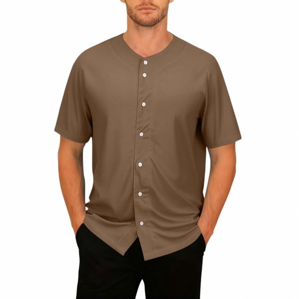 Mens Botón Camisa Color Sólido Cuello en V Manga Corta Sobredimensionado Transpirable Cardigan Superior, Largo Cardigan Hombres Desgaste Deportivo Casual