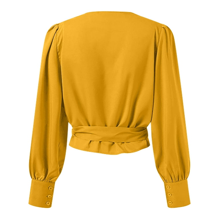 Chiffon Short Sleeve Bell Sleeve Bandage V-Neck Blouses Chiffon Short Sleeve Bell Sleeve Bandage V-Neck Blouses