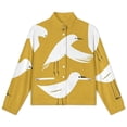thumbnail image 4 of Jackets for Women Winter Coat Jackets Flannel Stand Collar Jacket(Two Birds Yellow Background Minimalist Art,Size:S-4XL), 4 of 7