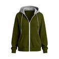 thumbnail image 5 of Hurxie Women's Zip Up Y2K Hoodies Casual Long Sleeve Sweatshirts Fall Winter Track Jackets with Pockets Army Green,2XL, 5 of 7