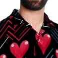 thumbnail image 5 of Valentine's Day Love ECG Men's Button Down Spread Collar Casual Printed Short Sleeve Summer Beach Unisex Shirts, 5 of 6