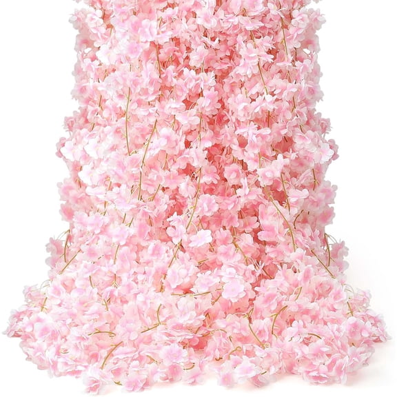 USPEED 4PC 23.6FT Cherry Blossom Flowers Garland for Pink Flowers Garland Silk Cherry Blossom Vines Hanging for Wedding Party Sakura Cute Spring Summer Decor