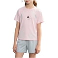 thumbnail image 2 of Girls Kids 2 Piece Outfit Short Sleeve Crewneck T-Shirt and Breathable Quick Dry Athletic Shorts Set Summer Activewear Pink,Size 11-12T, 2 of 7