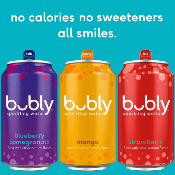 bubly Sparkling Water Variety Pack, (Mango , Blueberry Pomegranate, Strawberry) 12 fl. oz., 24 pk.