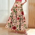 thumbnail image 4 of WMTBSRSW Long Skirts for Women Summer Vintage Floral Flowy Boho Maxi Skirt Trendy Beach Vacation Outfit with Pockets Pink XX-Large, 4 of 9