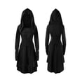 thumbnail image 6 of hirigin Women Halloween Costume Solid Color High Low Long Sleeve Hooded Dress for Party Role-playing Cosplay, 6 of 7