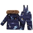 thumbnail image 2 of Kids Toddler Down Jacket Snow Pants Set,2-Piece Snowsuit Set Windproof Warm Hood Down Jacket Coat Jumpsuit Rompers Ski Suit for Boys Girls, 2 of 8