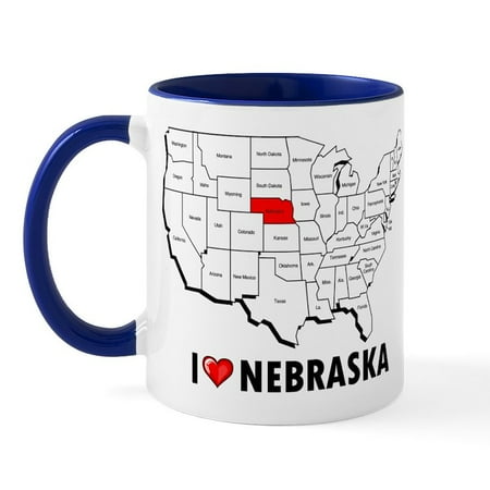 

CafePress - I Love Nebraska Mug - 11 oz Ceramic Mug - Novelty Coffee Tea Cup