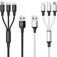 thumbnail image 7 of 10 ft Multi USB Charging Cable 3A, 3 in 1 Fast Charger Cord Connector with Dual Phone/Type C/Micro USB Port Adapter, Compatible with Tablets Phone 12 11 Pro 8 7 6 Samsung Galaxy (10 ft )Black, 7 of 7