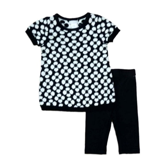 First Impressions Infant Girls Flower Sweater & Black Leggings 2 Piece Set 0-3m
