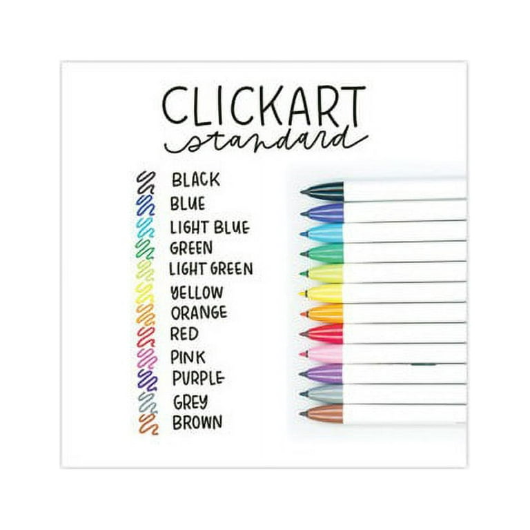 ClickArt Retractable Marker Pen Fine 0.6 mm, Assorted Ink, White Barrel,  12/Pack 