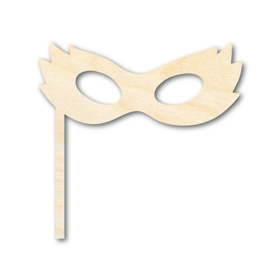 Unfinished Wood Stick Mask Shape | Mardi Gras | DIY Craft Cutout 24" / 1/2"