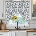 thumbnail image 4 of Boho Leaf Kitchen Window Curtains, Swag Curtains Valance for Bedroom Living Room Bathroom, Teal Green Spring Farmhouse Pastoral Tribal Rod Pocket Window Curtain Block Drapes 2 Panels 36"x63", 4 of 9