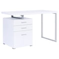 thumbnail image 2 of White Rectangular 3-drawer Desk - Swap Rods for Function - In Work & Study - Customizable Workspace, 2 of 6