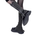 thumbnail image 1 of Womens Leg Warmers Gothic Punk Ribbed Knitted Leg Warmers Side Zipper Up Solid Color Boot Socks Student Knee High Foot Cover Winter Sock, 1 of 6