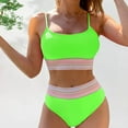 thumbnail image 2 of Puntoco Two Pieces Bathing Suit Women's Swimsuit Sexy High Waist Solid Color Panel Colorful Bikini Swimsuit Backless Split Steel Support Swimsuit Set Green 6(M), 2 of 5