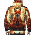 thumbnail image 7 of Pofeuu Maple Leaf Meditating Fox Print Mens Casual Hooded Collar Drawstring Hoodies Pullover Sweatshirts Casual Long Sleeve Shirts-3X-Large, 7 of 7